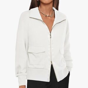 Fisoew Women's Zip up Sweatshirt Jacket with Pockets